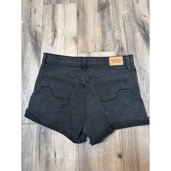 Signature By Levi Strauss & Co. Heritage High-Rise Black Denim Shorts Size 12 W3 - Picture 6 of 9